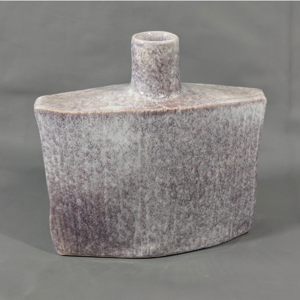 Toyo Japan Ceramic Bud Vase Textured Purple White Speckled Glaze Minimalist 6.5"